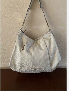 DKNY Hobo Canvas Shoulder Hobo Bag Leather Handle Handbag